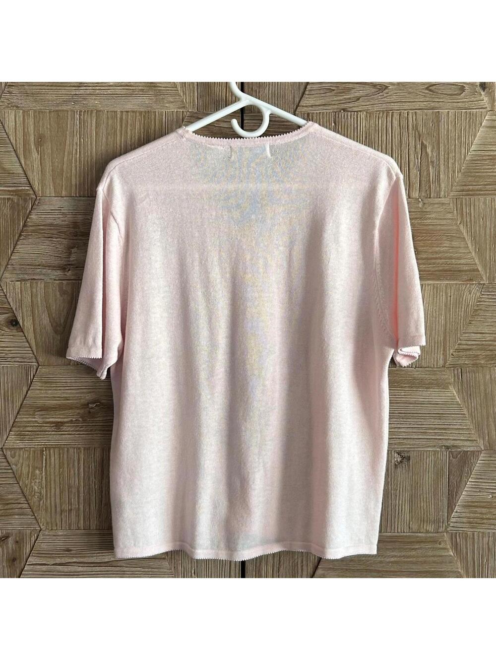 Carolyn Taylor Women's Pink Button Up Top Size L Floral Embroidered - Picture 4 of 6